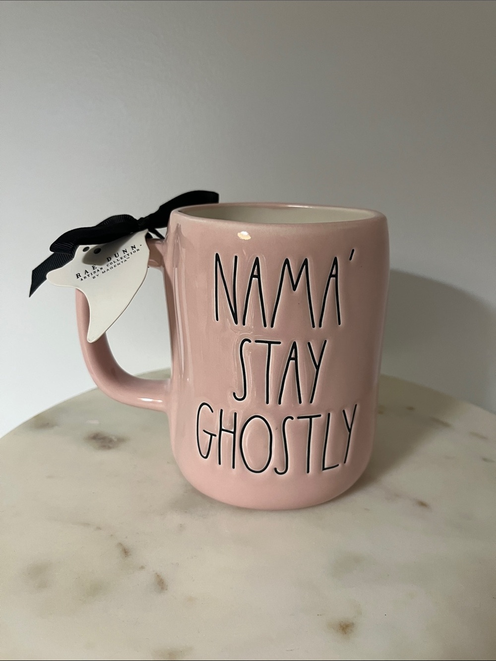 Rae Dunn Pink 'NAMA' STAY GHOSTLY' Ceramic Mug